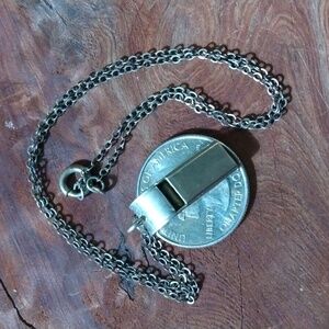 Antique Sterling Chain Whistle Pendant